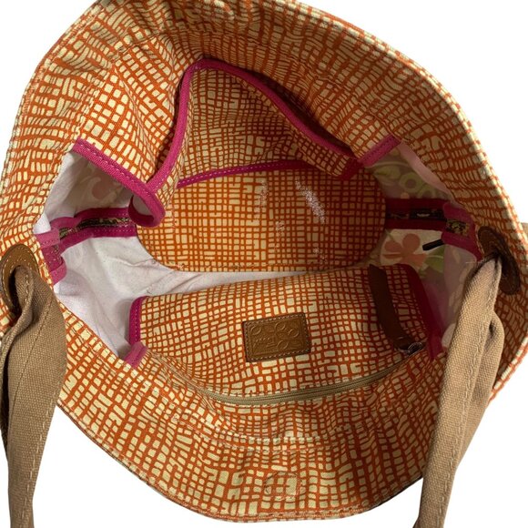 Fossil Multicolor Floral Coated Canvas Genuine Leather Trim Shoulder Bag Tote - Picture 11 of 13